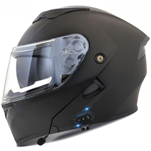Motorcycle Bluetooth Modular Helmet, DOT Approved Flip Up Full Face Dual Visor Helmet, with Dual Speakers and Microphone Y162335