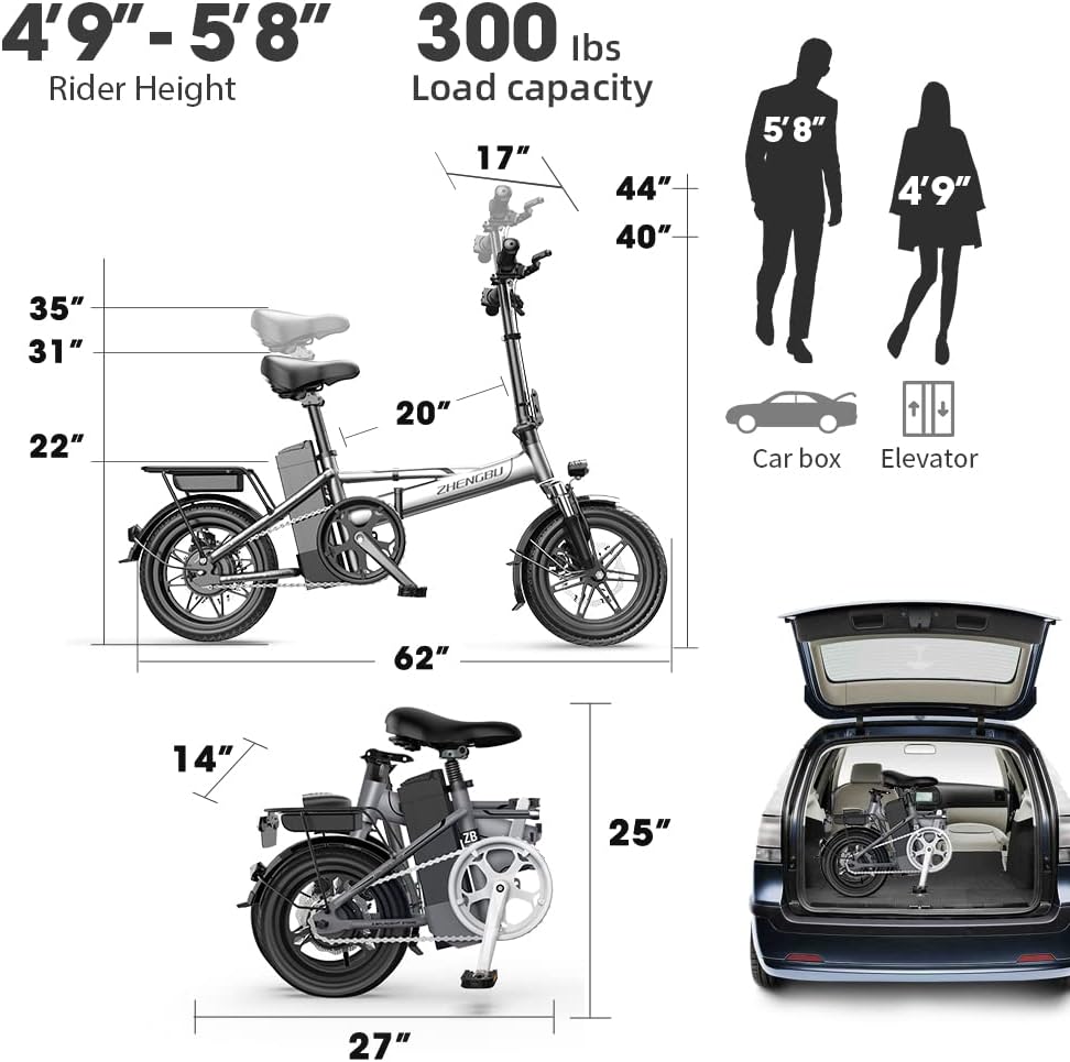 Folding Electric Bike, Magnesium Alloy 500W 48V 12.8Ah Removable Battery, 20'' Dual Suspension 7-Speed S509