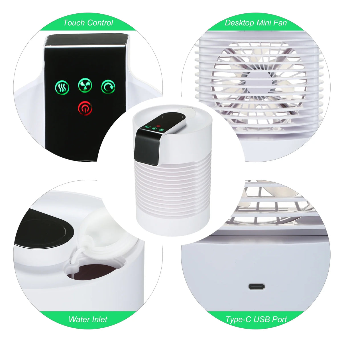 Portable Air Cooler & Humidifier Touch Control 360-degree Rotatable F476546