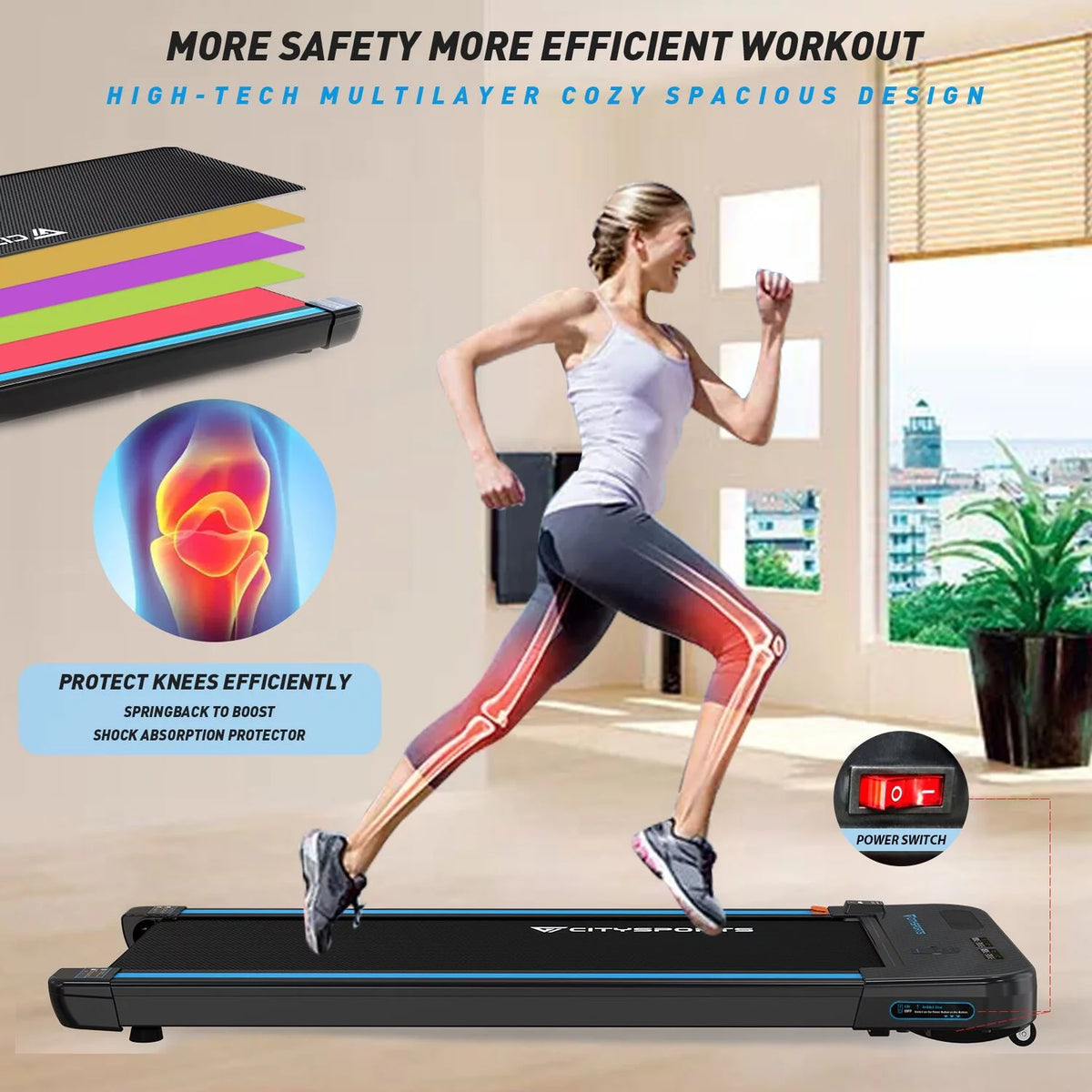 Portable Slim Treadmill with Audio Speakers L873