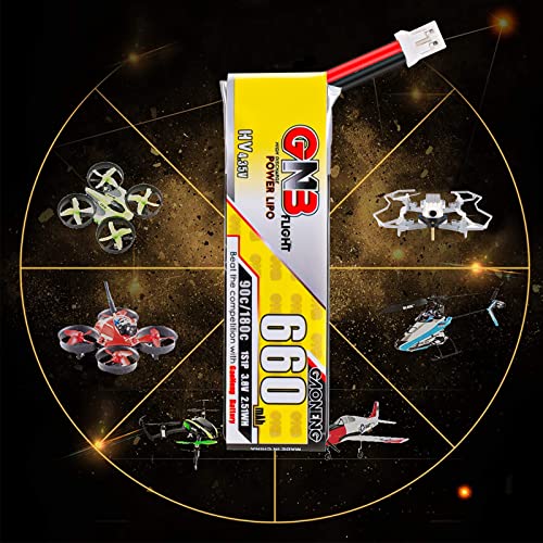 660mAh 1S LiPo Battery 4PCS 3.8V 90C JST-PH2.0 Micro FPV Racing Drone V272515