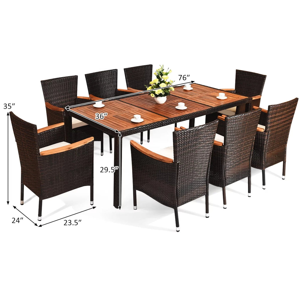 9 Pcs Wicker Rattan Outdoor Dining Set J112384
