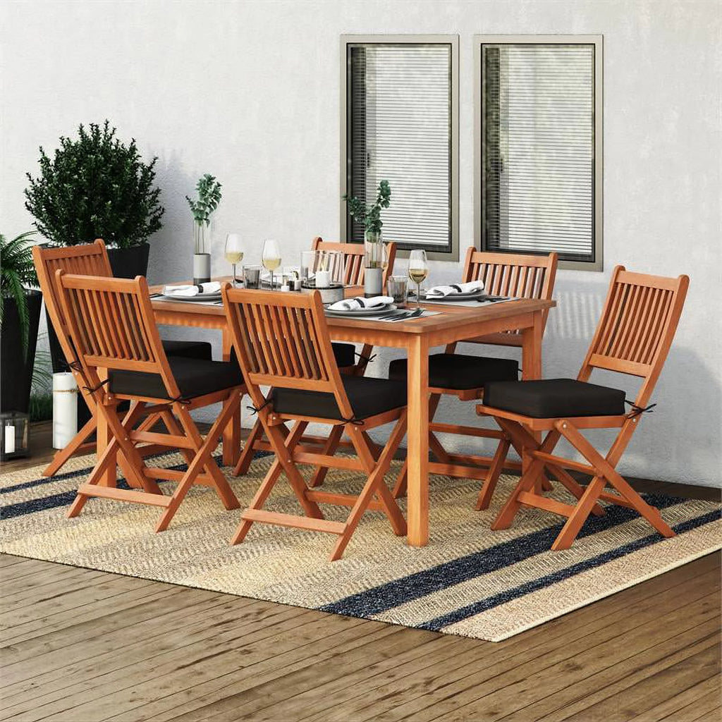 Natural Hard Wood Outdoor Dining Set 7pc D876