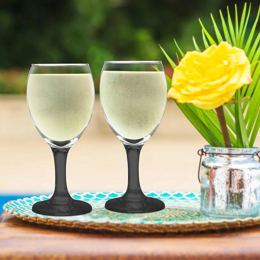 Black 8.5 Oz Wine Glasses Set O456