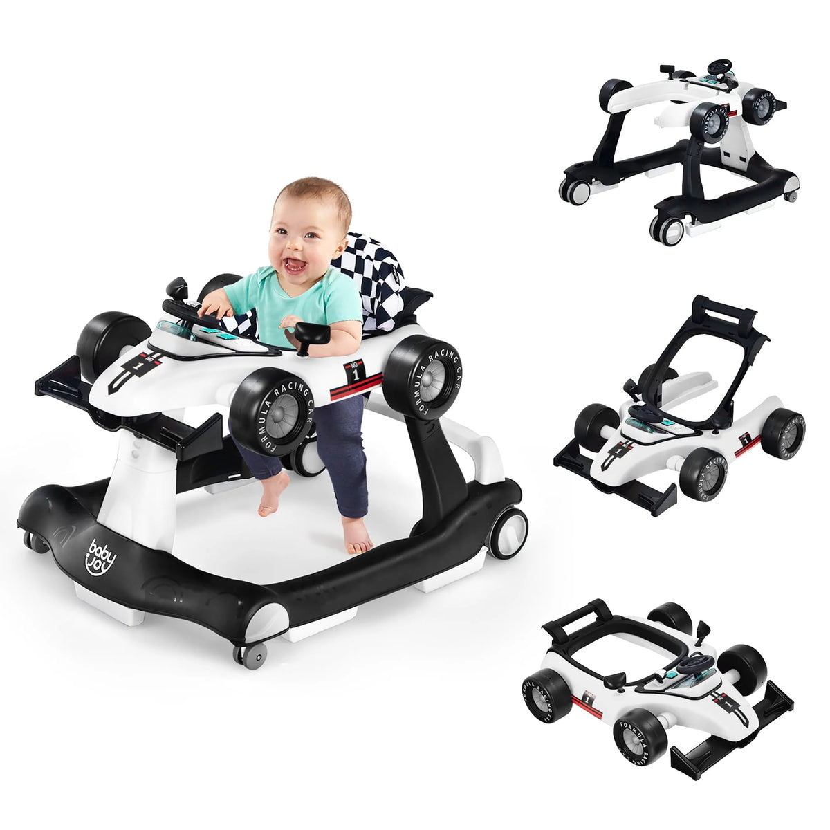 Foldable Adjustable Height Blue Baby Walker M16286