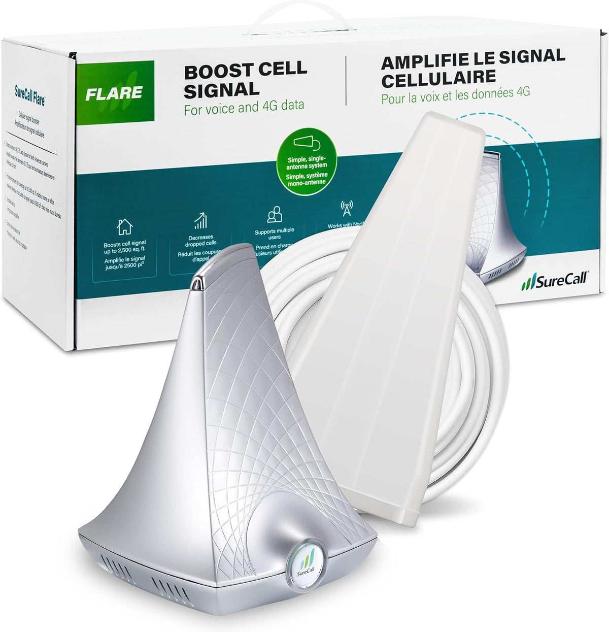 Cell Phone Signal Booster up to 5000 sq ft, 5G/4G LTE, Yagi Panel Antennas T95419