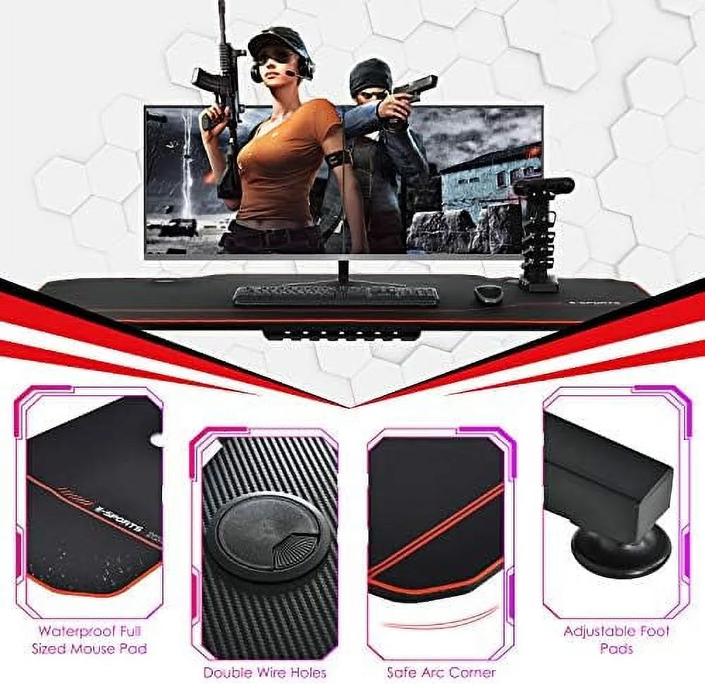 55 Inch Gaming Desk with Mouse Pad O873