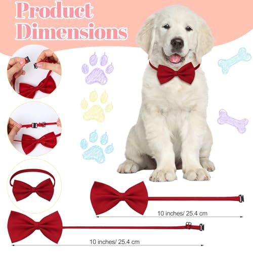 120 Pcs Dog Bow Ties with Adjustable Collar, 14 Colors F398