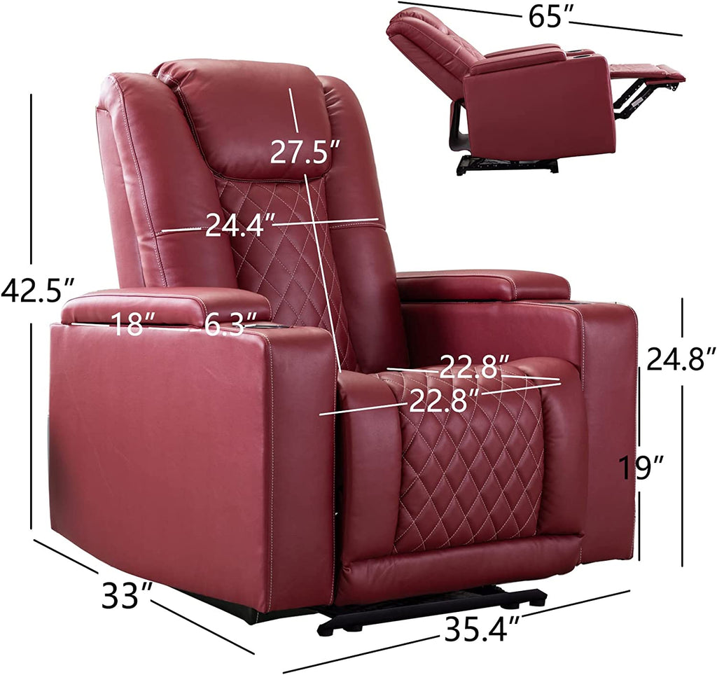 Power Recliner Chair Set of 3 PU Leather Black N33805