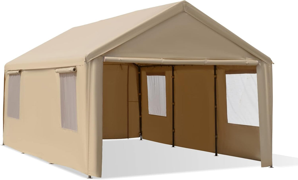 10'x20' Heavy Duty Carport with Roll-up Ventilated Windows N5971