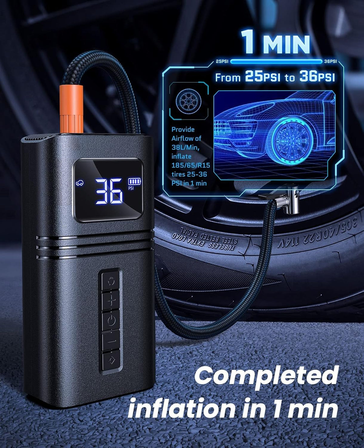 Portable Air Compressor Tire Inflator with 6000mAh Battery K1116