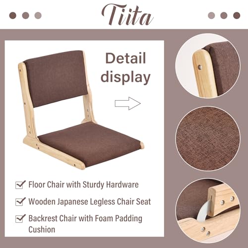 Foldable Floor Chair with Cushion, Wood Grey G64930