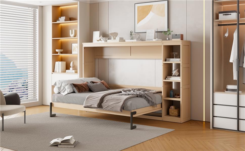 Full-Size Foldable Wall Bed with Storage Drawer O702