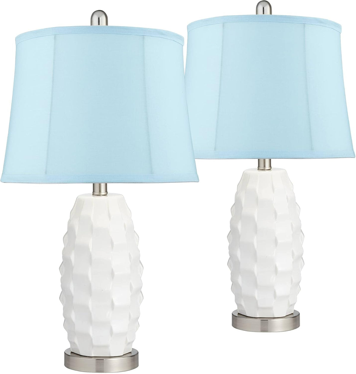 White Ceramic LED Table Lamps Set of 2 L573