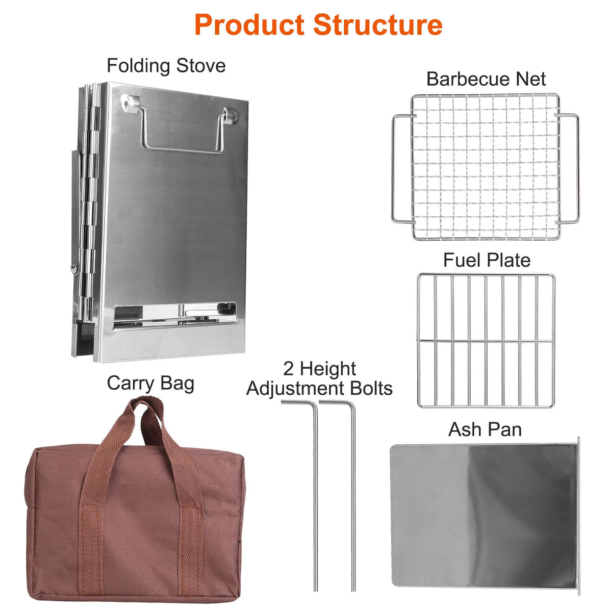 Folding Stainless Steel Camp Stove with Carry Bag U8045