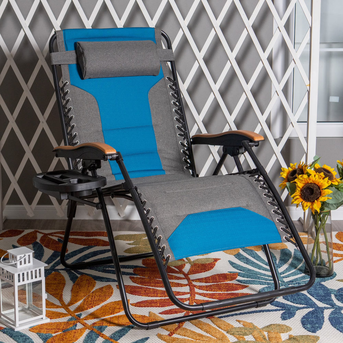 Aqua XL Oversized Padded Zero Gravity Chair Q913