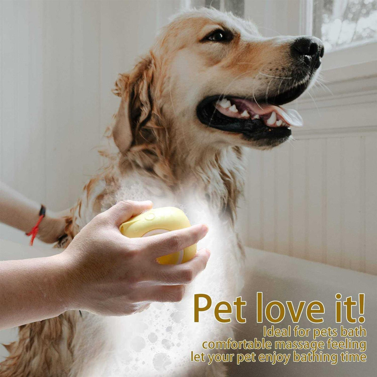 Dog Bath Brush Shampoo Dispenser Soft Silicone Brush Q286030