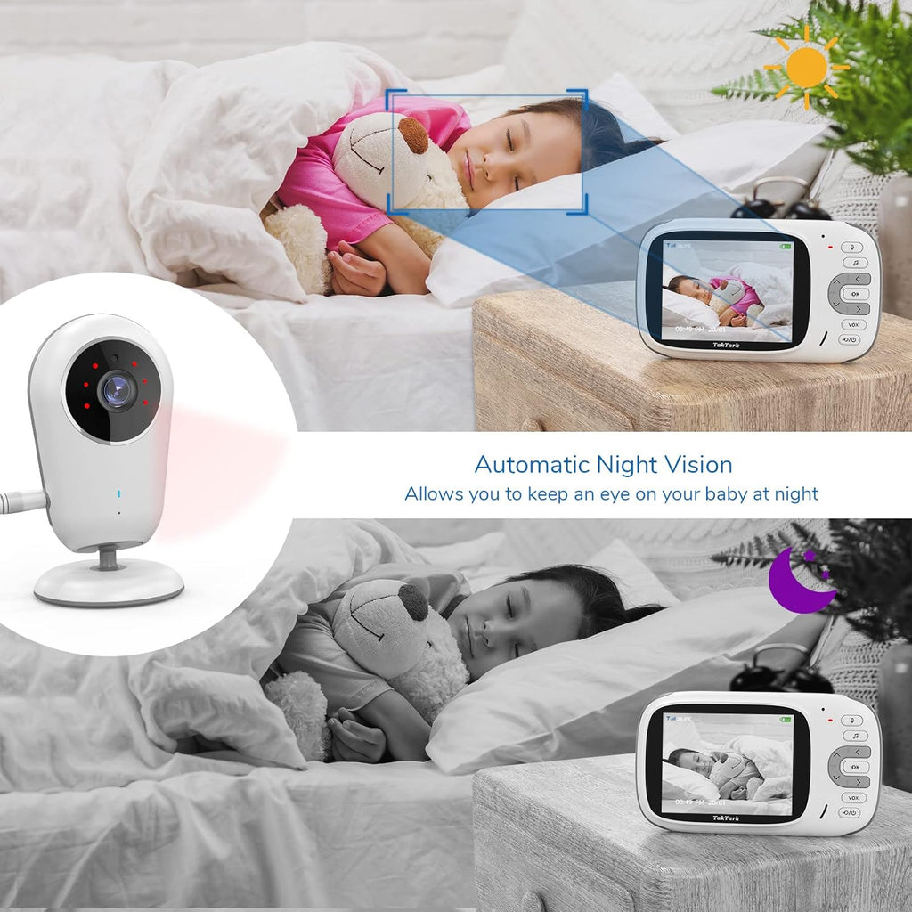 Baby Monitor with Camera and Audio, No WiFi, 2-Way Talk-Back, Infrared Night Vision F99282