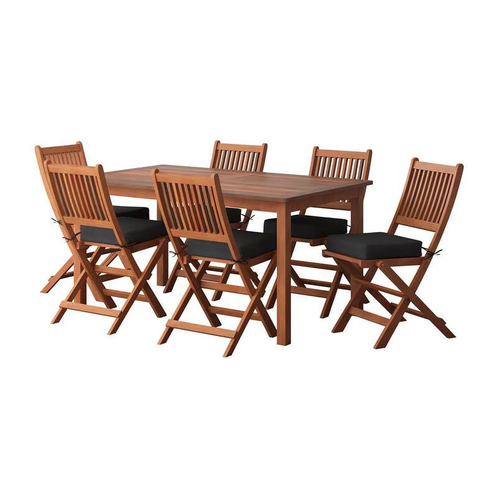 Natural Hard Wood Outdoor Dining Set 7pc D876