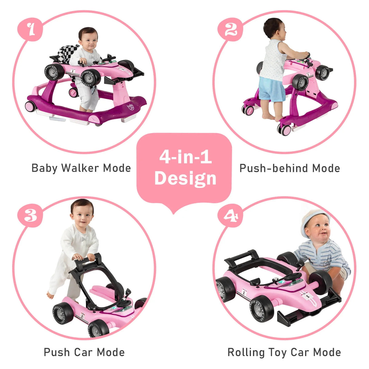 Foldable Adjustable Height Blue Baby Walker M16286