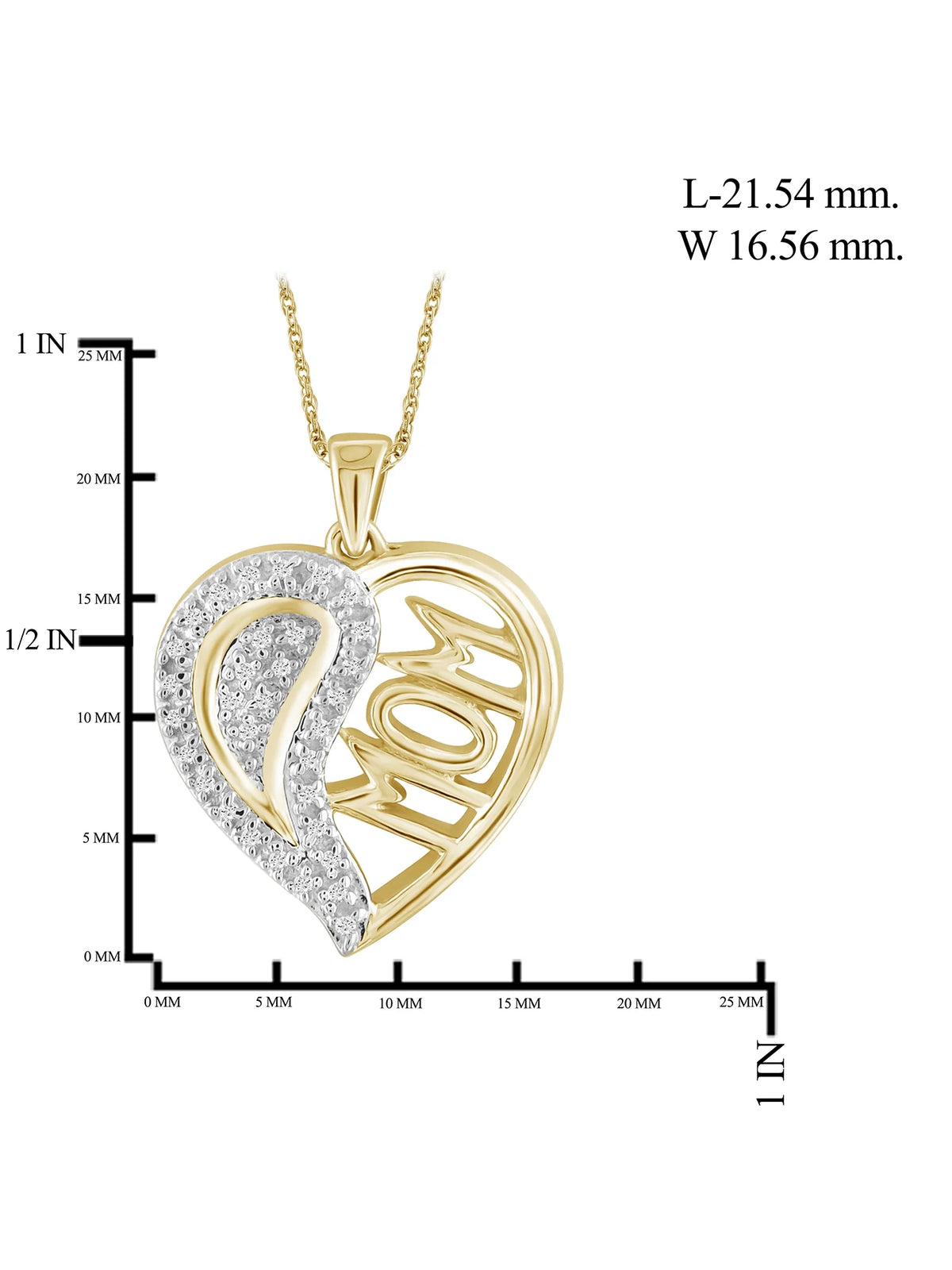 14K Gold Plated Silver Mother Daughter Necklace with White Diamonds C597094
