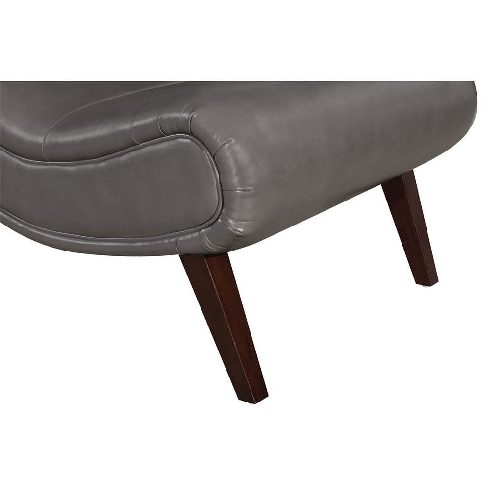 Pewter Faux Leather Lounger with Ottoman R440752