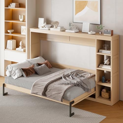 Full-Size Foldable Wall Bed with Storage Drawer O702