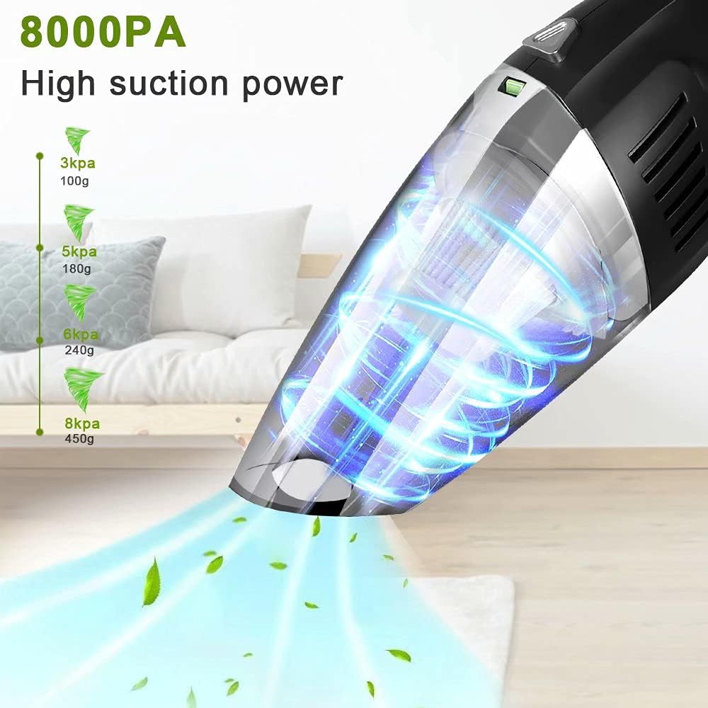 Cordless Handheld Vacuum Cleaner, 8000PA, 120W, Wet Dry, Black, Pack of 2 S8759