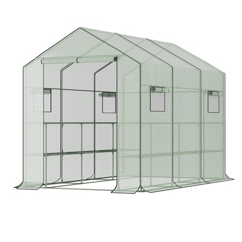 56x28x76 inch Waterproof Portable Walk-in Greenhouse with Roll-Up Zipper and Shelves L47151