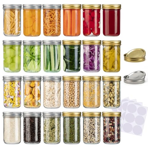 8 oz 24 Pack Glass Canning Jars with Lids and Bands R26823