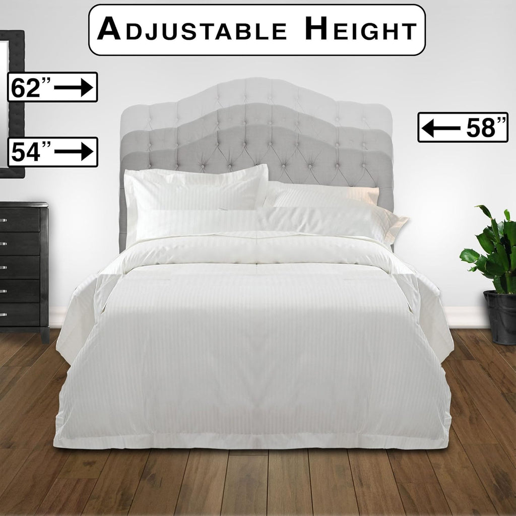 Upholstered Adjustable Headboard Panel with Solid Wood Frame and Button-Tufted Design - Putty Finish - Twin L486