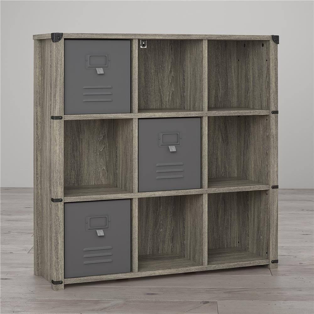 9 Cube Grey Oak Storage Bookcase B28938