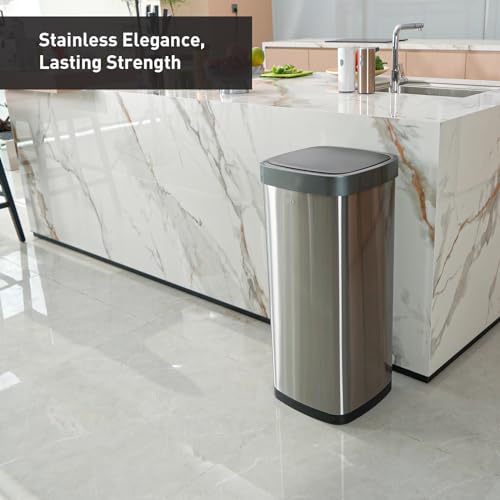 50 Liter Matte Stainless Steel Motion Sensor Trash Can J47791