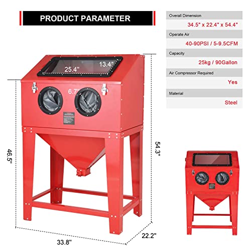 90 Gallon Abrasive Blast Cabinet with Glass Viewing Windows R367977