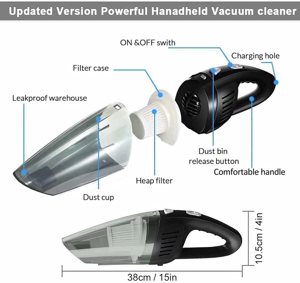 Cordless Handheld Vacuum Cleaner, 8000PA, 120W, Wet Dry, Black, Pack of 2 S8759
