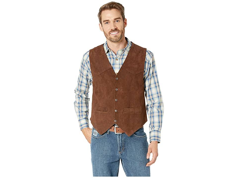 Brown Calf Suede Western Snap Vest K424
