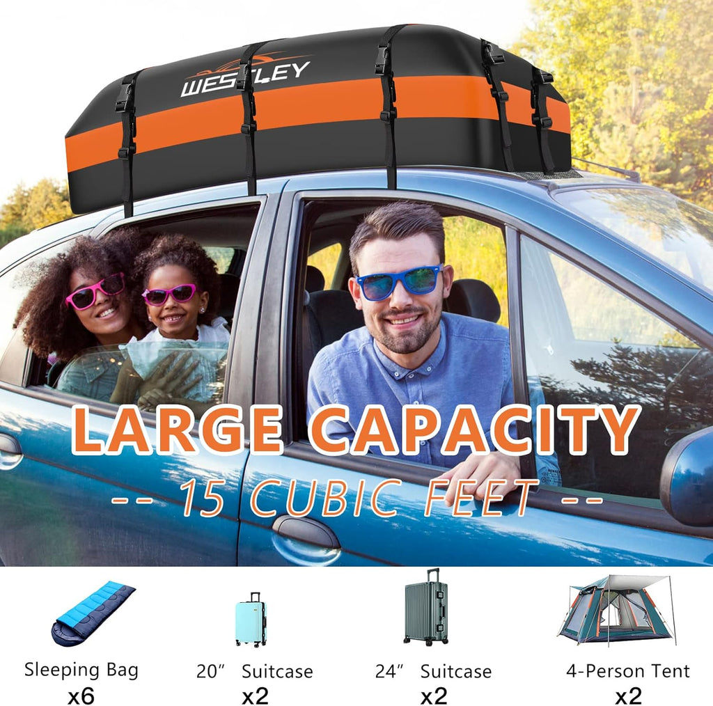 100% Waterproof 15 Cubic Feet Rooftop Cargo Carrier A7668