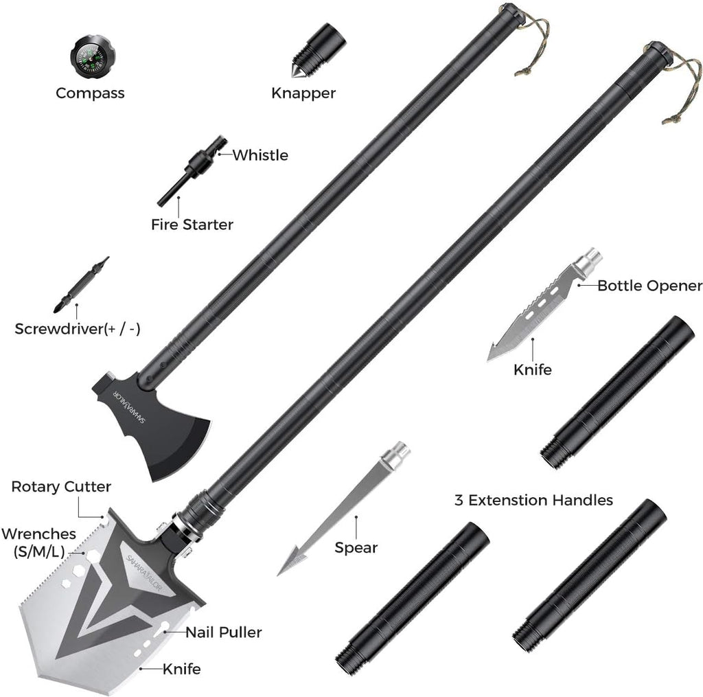 High Carbon Steel Tactical Camping Shovel with Axe D94556