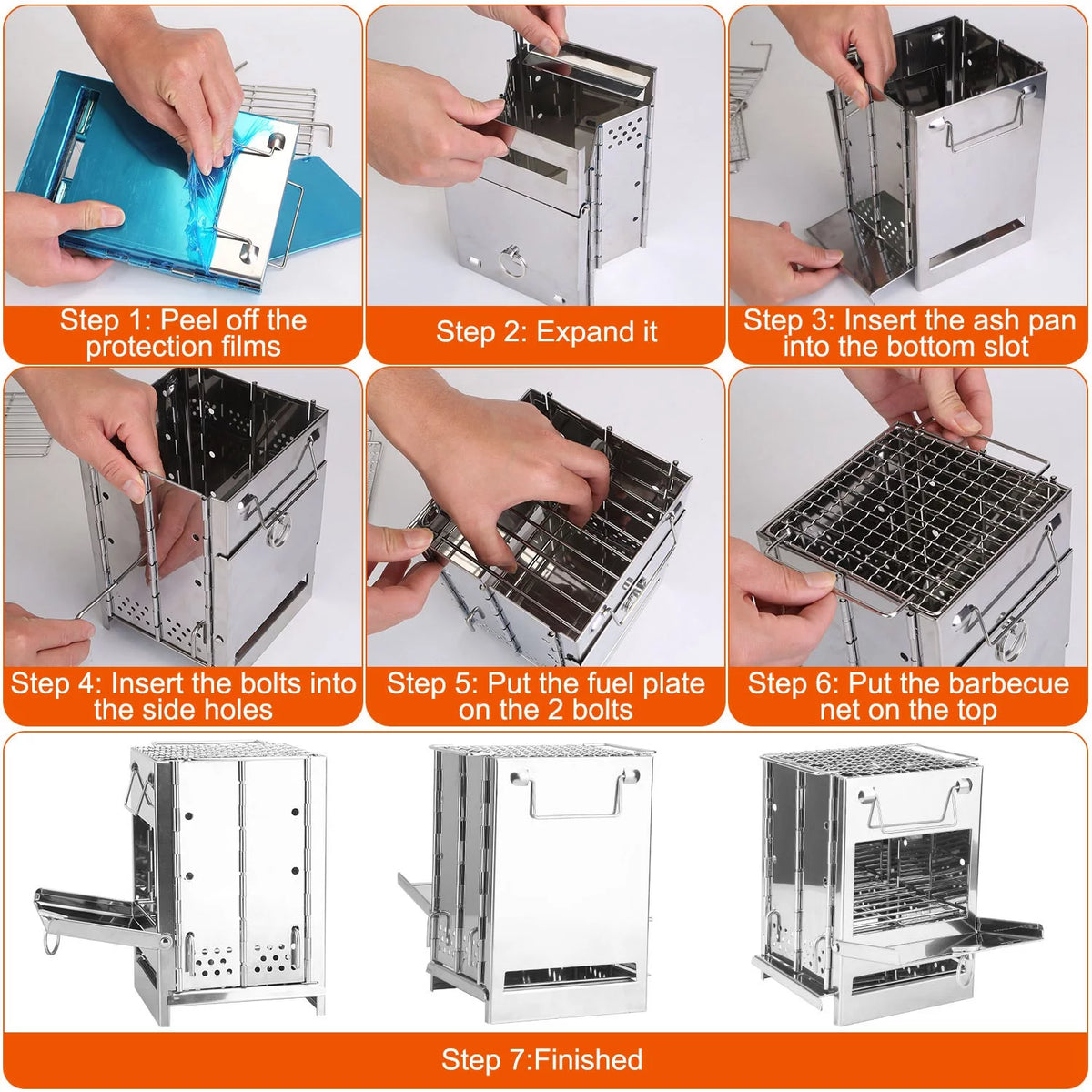 Folding Stainless Steel Camp Stove with Carry Bag U8045
