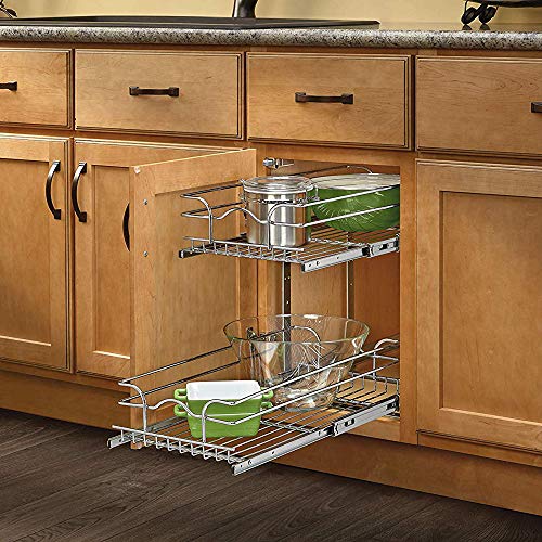 12 in. W x 18 in. D Chrome 2-Tier Wire Basket A50684
