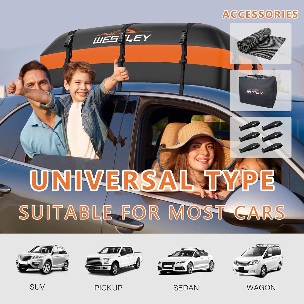 100% Waterproof 15 Cubic Feet Rooftop Cargo Carrier A7668