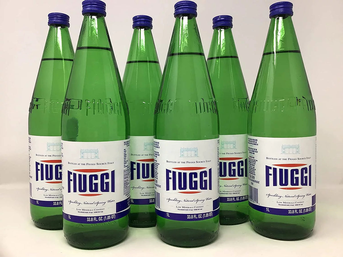 Natural Mineral Sparkling Water, 6 1L Glass Bottles A4478