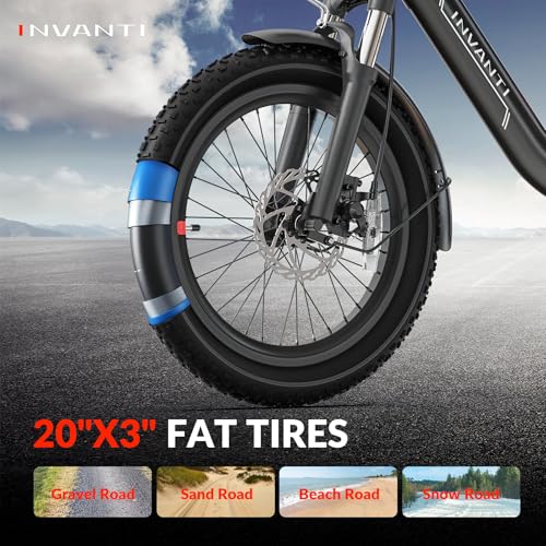 20" Step-Thru Fat Tire Electric Bike with Rear Rack, 7-Speed, Front Suspension V49814