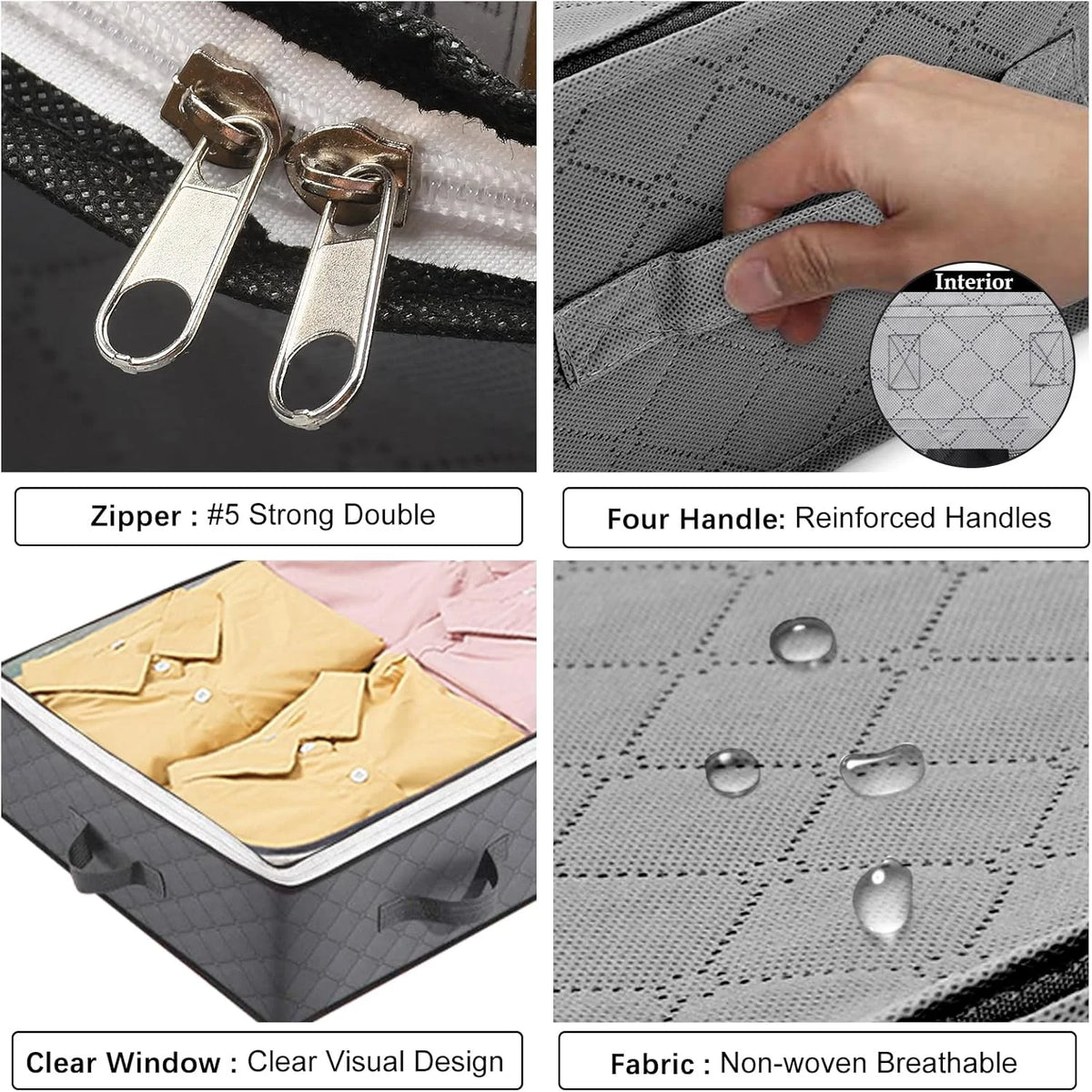 8 Pack Under Bed Storage Containers, 90L Collapsible Closet Organizers H800931