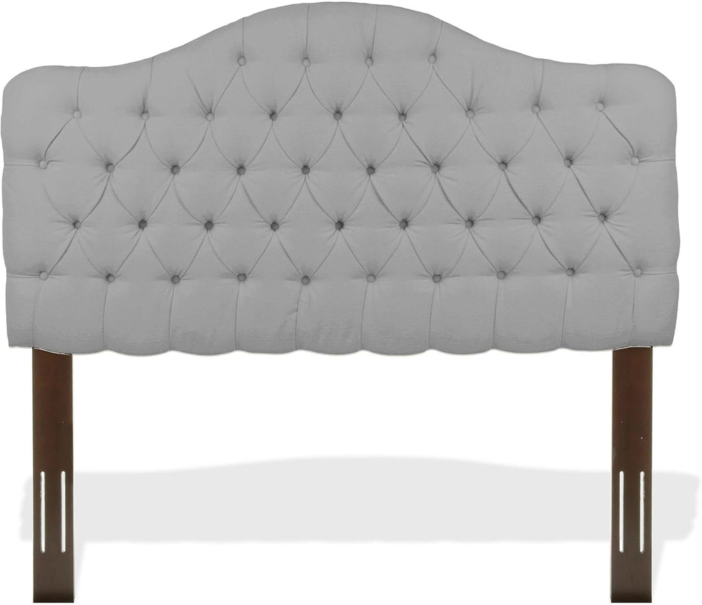 Upholstered Adjustable Headboard Panel with Solid Wood Frame and Button-Tufted Design - Putty Finish - Twin L486