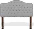 Upholstered Adjustable Headboard Panel with Solid Wood Frame and Button-Tufted Design - Putty Finish - Twin L486