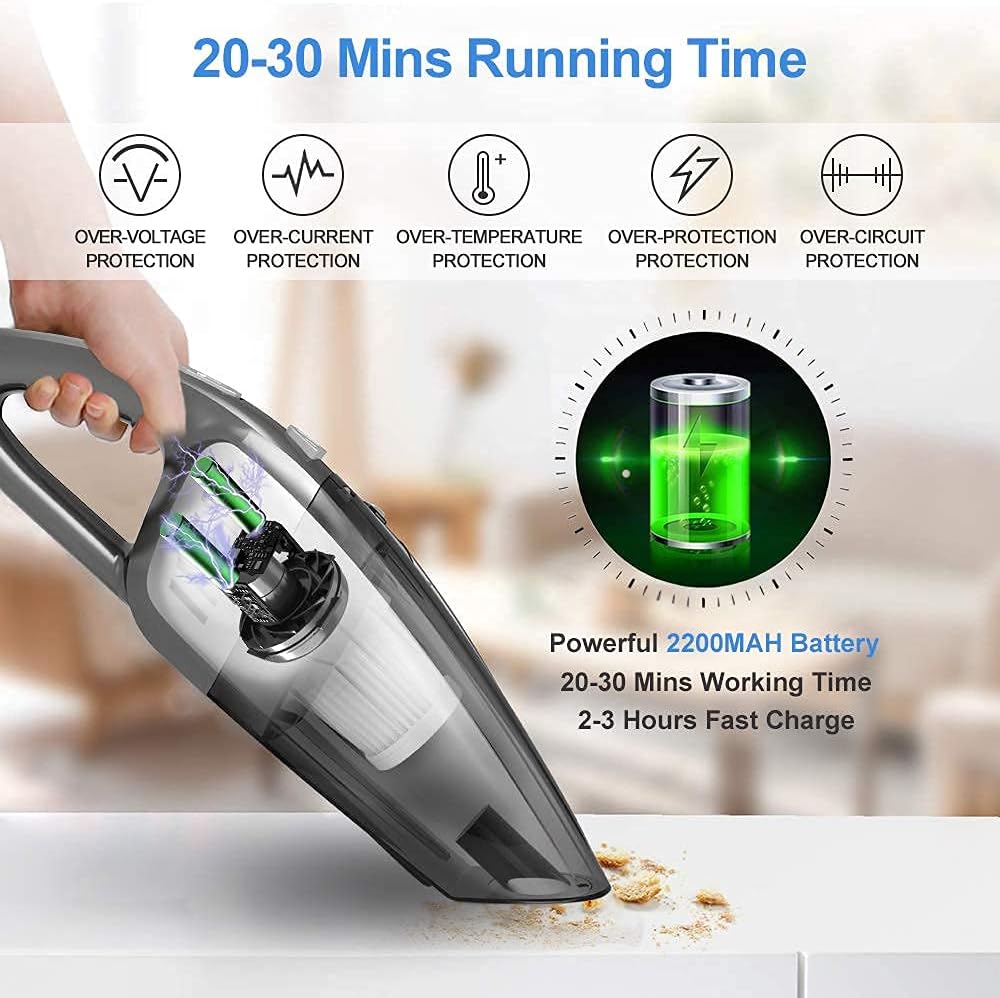 Portable Cordless Handheld Vacuum Cleaner, 8000PA, 120W, Wet & Dry, Pack of 2 M79159