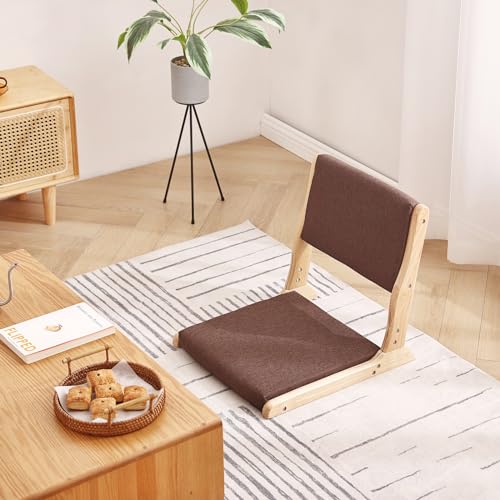 Foldable Floor Chair with Cushion, Wood Grey G64930