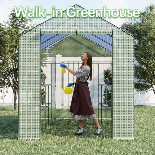 56x28x76 inch Waterproof Portable Walk-in Greenhouse with Roll-Up Zipper and Shelves L47151