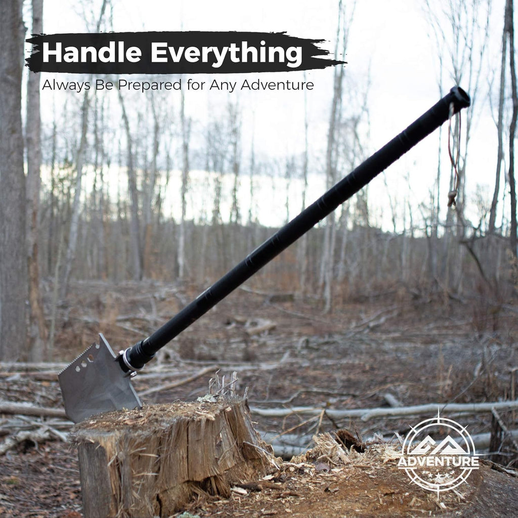 High Carbon Steel Tactical Camping Shovel with Axe D94556